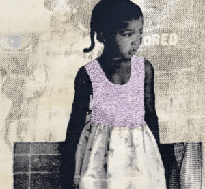 Black and white portrait of a girl in a dress.